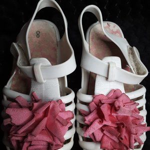 Cute Jelly Sandals with pink flower detail, size 8